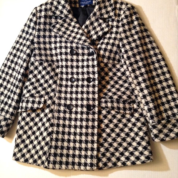 Wool Blend Blazer Jacket Women 1X Black White Check Tweed Belt Career Mackintosh - Picture 6 of 14